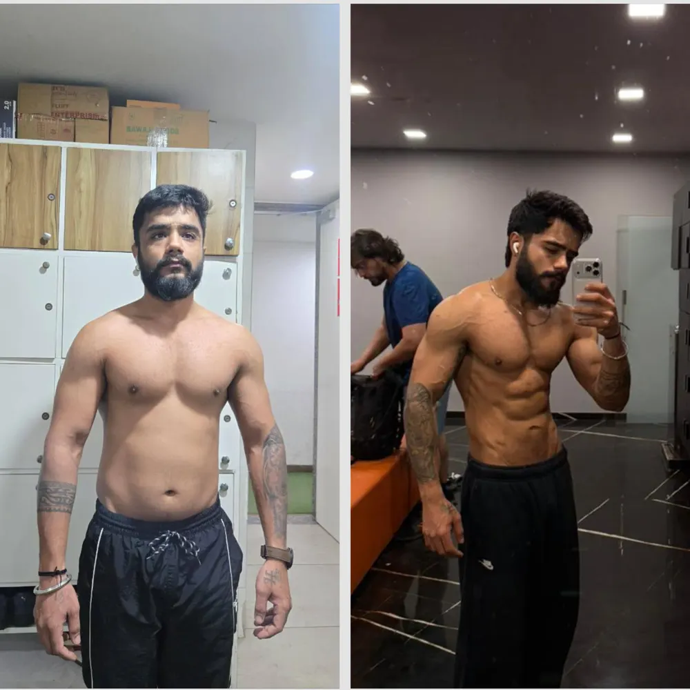 Harshil Parekh body transformation — before and after